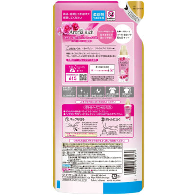 Lion "Soflan Aroma Rich Catherine" Кондиционер для белья с ароматом клубники, персика, розы и пиона, сменная упаковка, 380 мл. (вид 1) Lion "Soflan Aroma Rich Catherine" Кондиционер для белья с ароматом клубники, персика, розы и пиона, сменная упаковка, 380 мл. (фото, вид 1)