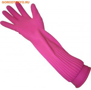 MyungJin "Rubber Glove Myungjin" Перчатки латексные хозяйственные удлинённые, с манжетой, размер XL. (фото, вид 1)