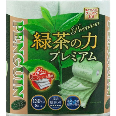 Marutomi "Tissue Penguin The Power of Green Tea Premium" Трехслойная туалетная бумага, с ароматом зеленого чая, 8 рулонов по 20 м. (вид 1) Marutomi "Tissue Penguin The Power of Green Tea Premium" Трехслойная туалетная бумага, с ароматом зеленого чая, 8 рулонов по 20 м. (фото, вид 1)