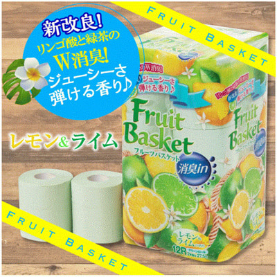 Marutomi "Tissue Fruit Basket Lemon and Lime Double" Туалетная бумага двухслойная, с ароматом цитрусовых, 12 рулонов по 27,5 м. (вид 2) Marutomi "Tissue Fruit Basket Lemon and Lime Double" Туалетная бумага двухслойная, с ароматом цитрусовых, 12 рулонов по 27,5 м. (фото, вид 2)