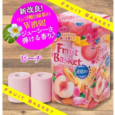 Marutomi "Tissue Fruit Basket Peach Double" Туалетная бумага двухслойная, с ароматом персика, 12 рулонов по 27,5 м. (вид 3) Marutomi "Tissue Fruit Basket Peach Double" Туалетная бумага двухслойная, с ароматом персика, 12 рулонов по 27,5 м. (фото, вид 3)