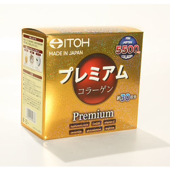 Itoh Kanpo Pharmaceutical "Premium Сollagen" - Низкомолекулярный рыбный премиум коллаген с добавлением 9-ти активных компонентов для красоты и здоровья, 30 саше по 6,5 гр. (фото, вид 1)