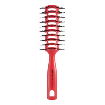 Vess "Skelton brush" Профессиональная расческа для укладки волос, с антибактериальным эффектом, цвет ручки красный. (фото, вид 1)