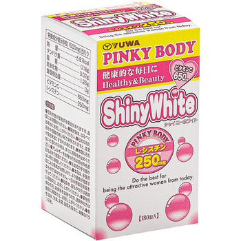 Yuwa "Shiny White Pinky Body" Биологически активная добавка для красоты и иммунитета, 250 мг., 180 таблеток. (фото, вид 1)