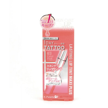 K-Palette "Lasting Lip Tint" Увлажняющий и ухаживающий жидкий тинт для губ, с охлаждающим эффектом тон 03, прозрачный кораллово-розовый. (фото, вид 1)