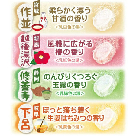 Hakugen "Earth - Банное путешествие" Увлажняющая соль для ванны с восстанавливающим эффектом, на основе углекислого газа с гиалуроновой кислотой, с ароматами камелии, имбирного мёда, сладкого традиционного напитка, зелёного чая, 16 таблеток по 45 гр. (фото, вид 2)