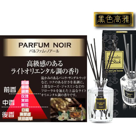 Kobayashi "Sawaday Stick Parfum Noir" Натуральный аромадиффузор для дома, с элегантным восточным ароматом, стеклянный флакон, 70 мл, 8 палочек. (фото, вид 3)