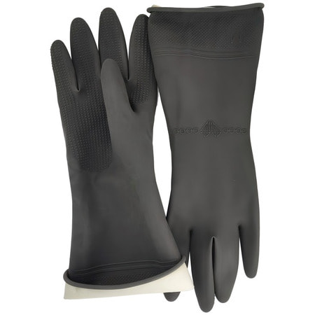 MyungJin "Overfit Rubber Gloves M" Перчатки латексные хозяйственные, темно-серые, размер M, 32 х 21 см. (фото, вид 1)