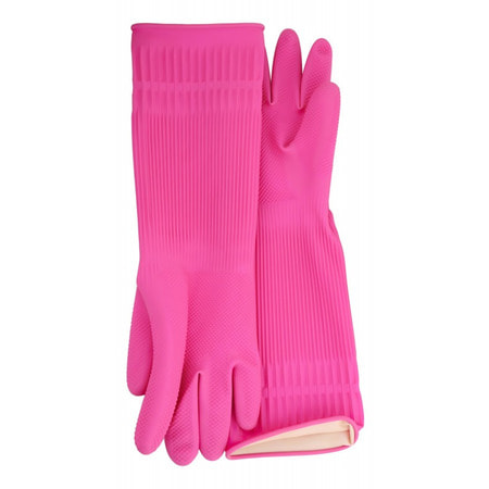 MyungJin "Rubber Glove" Перчатки латексные хозяйственные удлиненные, с манжетой, размер L, 38 х 21,5 см. (фото, вид 1)