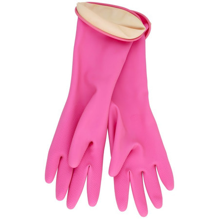 MyungJin "Rubber Glove" Перчатки латексные хозяйственные, для детей 6-9 лет, цвет розовый, 29 х 17 см. (фото, вид 1)