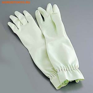 ST "Family" Перчатки из каучука для бытовых и хозяйственных нужд (с антибактериальным эффектом, средней толщины), размер L, зелёные. (фото, вид 1)