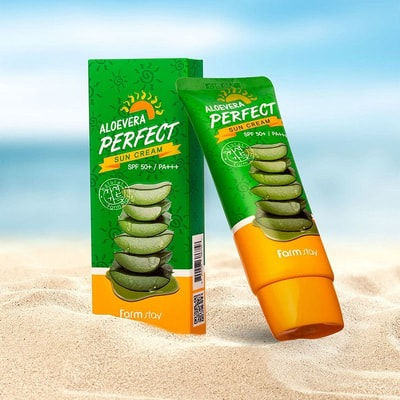 FarmStay "Aloevera Perfect Sun Cream SPF 50+/PA+++"      , 70 . (,  3)