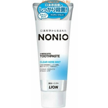 Lion "Nonio" Профилактическая зубная паста для удаления неприятного запаха, отбеливания, очищения и предотвращения появления и развития кариеса, аромат трав и мяты, 130 г.