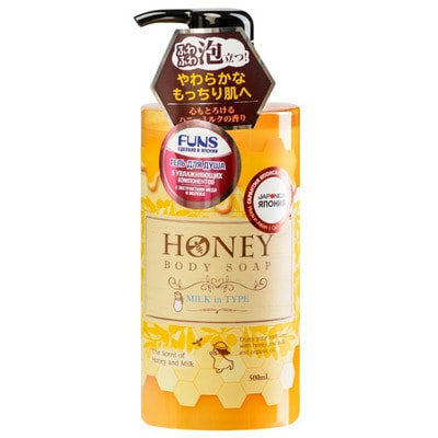 Daiichi "Funs Honey Milk" Гель для душа увлажняющий с экстрактом мёда и молока, 500 мл. (фото)