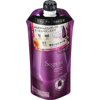 KAO "Segreta" Антивозрастной шампунь для увеличения прикорневого объёма длинных волос, аромат розы, запасной блок, 340 мл.