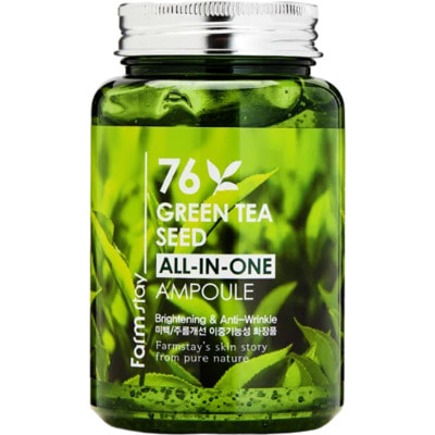FarmStay "76 Green Tea All-In-One Ampoule" Многофункциональная ампульная сыворотка с зелёным чаем, 250 мл.