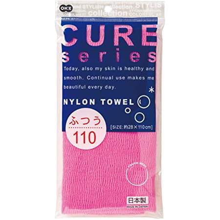 Ohe Corporation «Cure Nylon Towel» (Regular) массажная мочалка средней жесткости, цвет розовый 28 см. на 110 см. (фото)