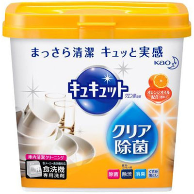 KAO "CuCute" Порошок для посудомоечных машин с дезинфицирующим эффектом лимонной кислоты, с ароматом апельсина, 680 гр. (фото)