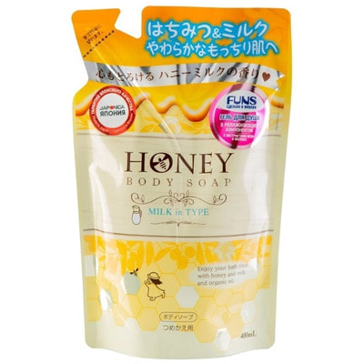 Daiichi "Funs Honey Milk" Гель для душа увлажняющий с экстрактом мёда и молока, 500 мл.