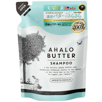 Cosme Company "Ahalo Butter Shampoo Smooth Repair" Восстанавливающий пенный шампунь для гладкости, блеска и здорового роста волос, без сульфатов и силикона, сменная упаковка, 400 мл.