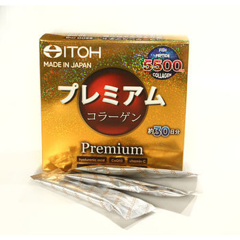Itoh Kanpo Pharmaceutical "Premium Сollagen" - Низкомолекулярный рыбный премиум коллаген с добавлением 9-ти активных компонентов для красоты и здоровья, 30 саше по 6,5 гр. (фото)