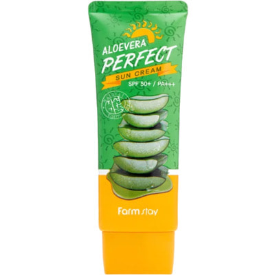 FarmStay "Aloevera Perfect Sun Cream SPF 50+/PA+++" Солнцезащитный крем SPF 50+/PA+++, 70 гр. (фото)
