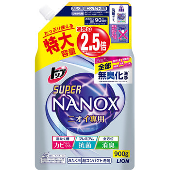 Lion "Top Super Nanox" Гель для стирки, концентрат для контроля за неприятными запахами, сменная упаковка с крышкой, 900 гр. (фото)