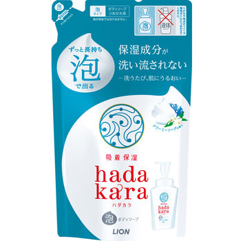 Lion "Hadakara" Бархатное увлажняющее мыло-пенка для тела с ароматом кремового мыла, сменная упаковка, 440 мл.