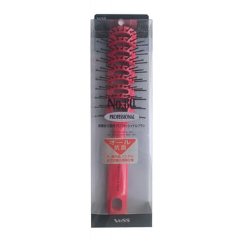 Vess "Skelton brush" Профессиональная расческа для укладки волос, с антибактериальным эффектом, цвет ручки красный. (фото)