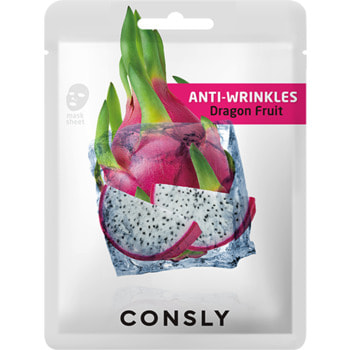 Consly "Dragon Fruit Anti-Wrinkles Mask Pack" Антивозрастная тканевая маска с экстрактом драгонфрута, 20 мл.