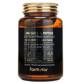 FarmStay "24K Gold & Peptide Solution Prime Ampoule" Многофункциональная ампульная сыворотка с золотом и пептидами, 250 мл.