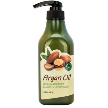 FarmStay "Argan Oil Complete Volume Up Shampoo & Conditioner" Шампунь-кондиционер с aргановым маслом, 530 мл.