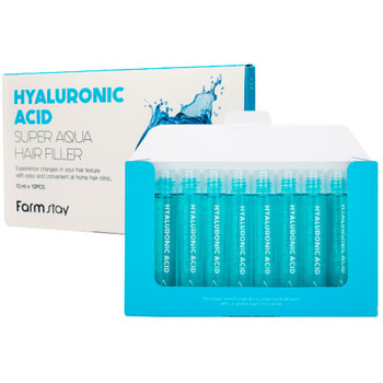 FarmStay "Hyaluronic Acid Super Aqua Hair Filler" Суперувлажняющий филлер для волос с гиалуроновой кислотой, 13 мл * 10 шт.
