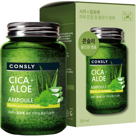 Consly "Cica & Aloe All-in-One Ampoule" Многофункциональная успокаивающая ампульная сыворотка с центеллой азиатской и алоэ, 250 мл. (фото)