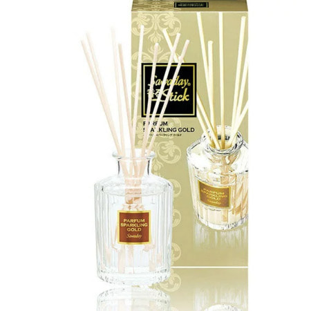 Kobayashi "Sawaday Stick Parfum Sparkling Gold" Натуральный аромадиффузор для дома, с ярким цветочно-цитрусовым ароматом и нотками жасмина и розы, стеклянный флакон, 70 мл, 8 палочек.