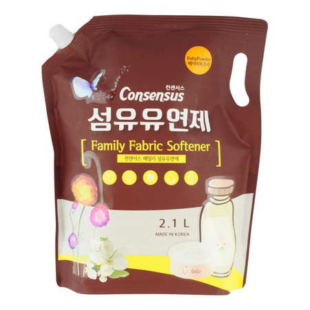 HB Global "Consensus Fabric Softener" Кондиционер для белья, для всей семьи, аромат детской присыпки, мягкая упаковка, 2,1 л. (фото)