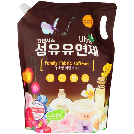HB Global "Consensus Fabric Softener" Суперконцентрированный кондиционер для белья, для всей семьи, аромат детской присыпки, мягкая упаковка, 2,05 л. (фото)