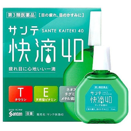 Santen "Sante 40 Kaiteki" Освежающие капли для глаз, расслабляющие и успокаивающие, 15 мл. (фото)