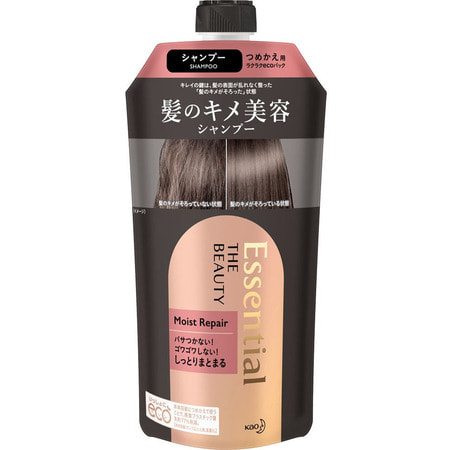 KAO "Essential The Beauty Moist Repair" Шампунь для увлажнения и восстановления повреждённых волос, сменная упаковка, 340 мл. (фото)