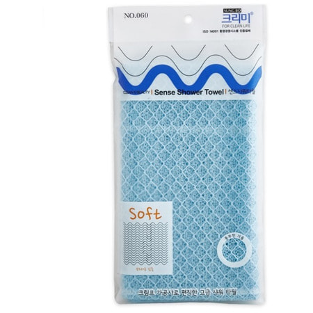 SC "Sense Shower Towel" Мочалка для тела с плетением "Сетка" и выпуклым рисунком "Ромб", средней жёсткости, 28 см х 90 см, 1 шт.