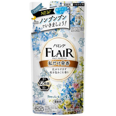 KAO "Flair Fragrance Flower Harmony" Кондиционер-смягчитель для белья, с ароматом цветочной гармонии, сменная упаковка, 380 мл. (фото)