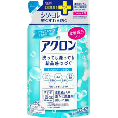 Lion "Acron Natural Soap" Жидкое средство для стирки деликатных тканей с ароматом мыла, сменная упаковка, 380 мл.
