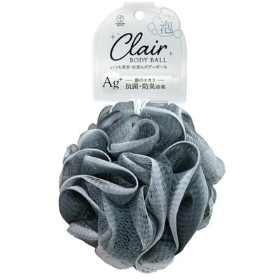 Yokozuna "Clair Ag+ Body Ball" Мочалка для тела, в форме шара с ионами серебра, диаметр 12 см, серая, 1 шт.