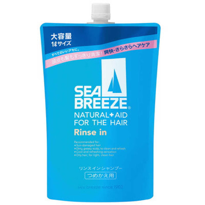 Shiseido "Sea Breeze - Морской бриз" Шампунь для жирной кожи головы, против перхоти, с охлаждающим эффектом, c L-ментолом, с ароматом морской свежести, сменная упаковка, 1000 мл. (фото)