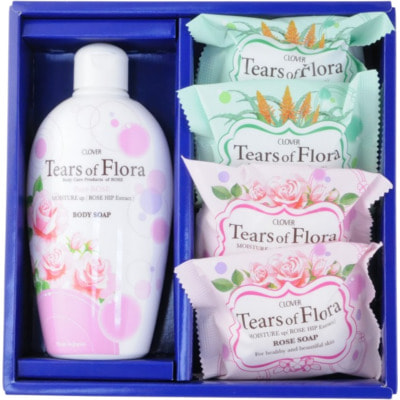 Clover "Flora Set Флора и Алоэ" Подарочный набор мыло туалетное косметическое и жидкое мыло для тела, 70 г х 4 шт, 250 мл х 1 шт. Clover "Flora Set Флора и Алоэ" Подарочный набор мыло туалетное косметическое и жидкое мыло для тела, 70 г х 4 шт, 250 мл х 1 шт. (фото)
