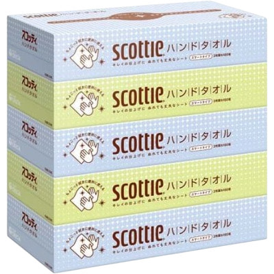 Nippon Paper Crecia Co., Ltd. "Scottie" Бумажные полотенце для рук двухслойные, 5 уп. по 100 листов. Nippon Paper Crecia Co., Ltd. "Scottie" Бумажные полотенце для рук двухслойные, 5 уп. по 100 листов. (фото)