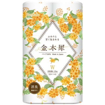 Marutomi "Tissue Hanataba Osmanthus Double" Туалетная бумага двухслойная, с ароматом османтуса, 12 рулонов по 25 м. Marutomi "Tissue Hanataba Osmanthus Double" Туалетная бумага двухслойная, с ароматом османтуса, 12 рулонов по 25 м. (фото)