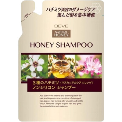 Kumano "Deve 3 Honey" Восстанавливающий шампунь для волос, с 3 видами мёда и натуральными маслами, с ароматом медовой розы, сменная упаковка, 350 мл. Kumano "Deve 3 Honey" Восстанавливающий шампунь для волос, с 3 видами мёда и натуральными маслами, с ароматом медовой розы, сменная упаковка, 350 мл.