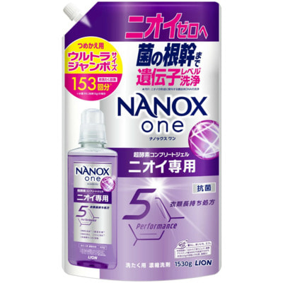 Lion "Nanox One" Высококонцентрированное жидкое средство для стирки белья, против стойких запахов, загрязнений и изменений цвета, сменная упаковка, 1530 г. Lion "Nanox One" Высококонцентрированное жидкое средство для стирки белья, против стойких запахов, загрязнений и изменений цвета, сменная упаковка, 1530 г. (фото)