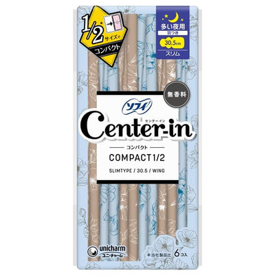 Unicharm "Center-in Compact Super Night" ������ ������ ������������� ��������� � ���������� 30,5 ��, ��� �������, 6 ��. (����)
